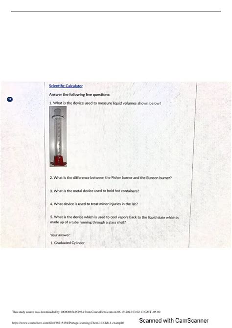 Chem 103 Lab Exam 1 Portage Learning Questions And Answers Chem 103 Stuvia Us