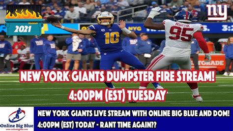 New York Giants Live Stream With Online Big Blue And Dom 4 00pm Est Today Rant Time Again