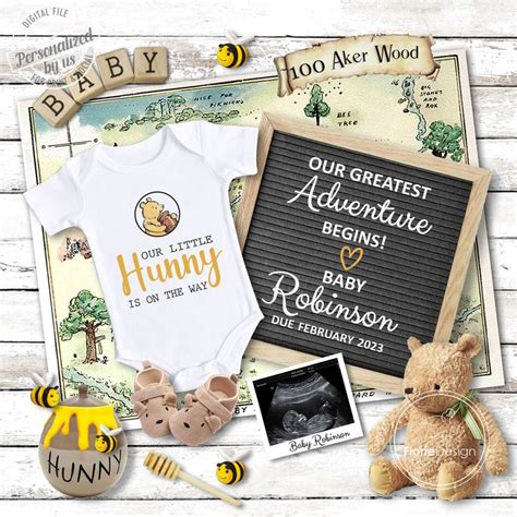 Classic Winnie The Pooh Pregnancy Announcement Digital Etsy Canada