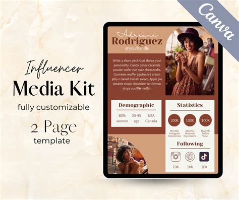 2 Page Media Kit Template Influencer Media Kit Media Kit Canva Template Instagram Influencer