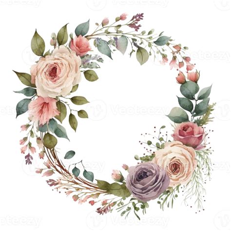 Free Watercolor Floral Wreath Illustration 22463036 Png With