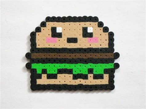 Burger Kawaii Food Perler Bead Perler Beads Perler Bead Art Diy