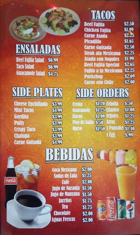 Menu Of Marianos Mexican Restaurant In San Antonio Tx 78216