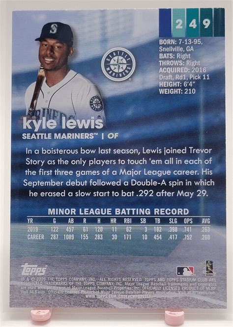 2020 Topps Stadium Club Kyle Lewis Rookie Card RC 249 Mariners EBay