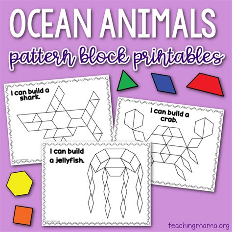 Pattern Block Printables For Ocean Animals Teaching Mama
