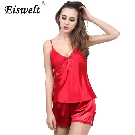 Eiswelt Summer Style Pajamas Sets Women Female Sleep Set Womens Deep V