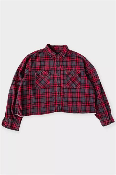 Vintage Reworked Cropped Flannel Urban Outfitters