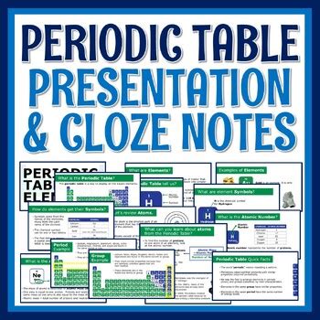 Elements Periodic Table Notes Presentation With Cloze Sheet In Ppt And