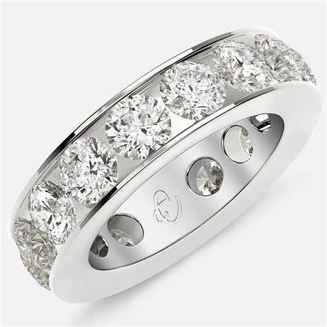 Channel Set Eternity Ring With Round Diamonds In 18k White Gold