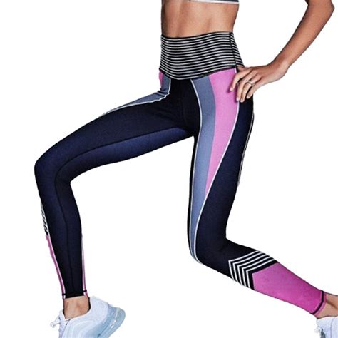 Goocheer Fashion Womens High Waist Leggings Workout Pants Striped