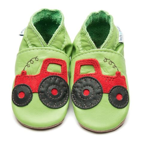 Boys Baby And Toddler First Shoes Tractor Green Leather Flexible