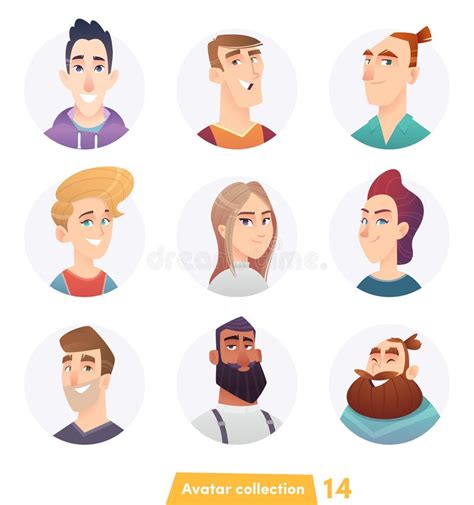 Cheerful People Avatar Collection User Faces Trendy Modern Style