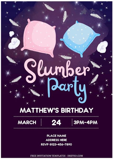 Free Editable PDF Sparkling Cute Slumber Party Invitation Templates