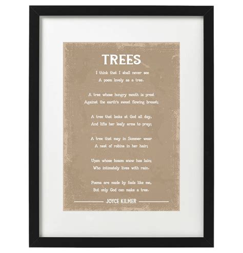 Joyce Kilmer Trees Poem Art Print Etsy Uk