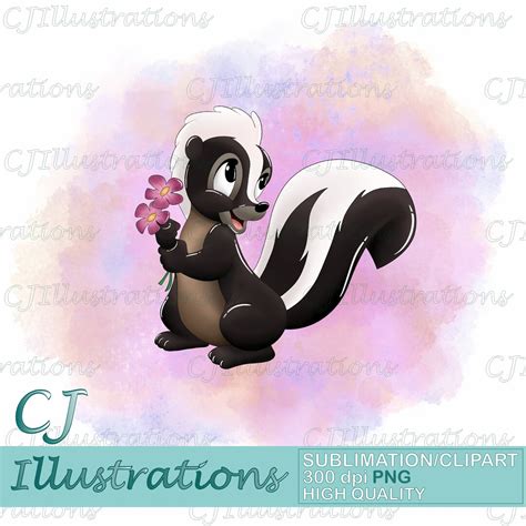 Cute Bambi Skunk Sketch Clipart Sublimation Design Digital Download Png  Jpeg Commercial Use