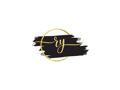 Luxury Ry Letter Logo Initial Ry Signature Brush Letter Logo Icon