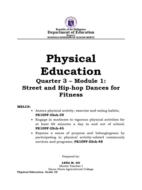 Pe10 Q3 Week 1 3 Melc1 3 Mod1 Golena M 1 Pdf Nutrition Diet