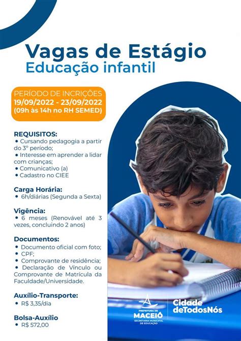 Prefeitura de Maceió Educação abre vagas de estágio para estudantes