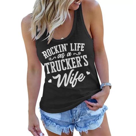 Trucker Truck Driver Wife Rockin Life As A Truckers Wife Women T