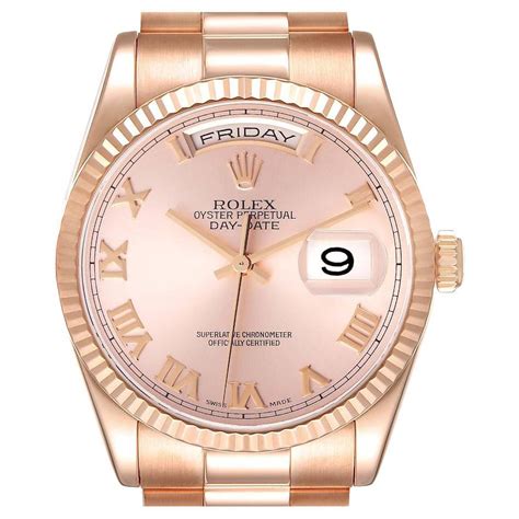 Rolex President Day Date Rose Gold Eisenkiesel Stone Diamond Mens Watch
