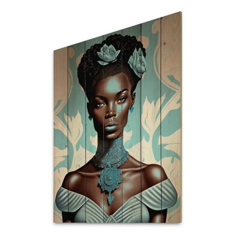 Designart Vintage High Fashion African American Model Vi Fashion Woman Print On Natural Pine