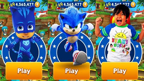 Tag With Ryan Vs Sonic Dash Movie Sonic Vs Ryan Kaji Vs Catboy Pj