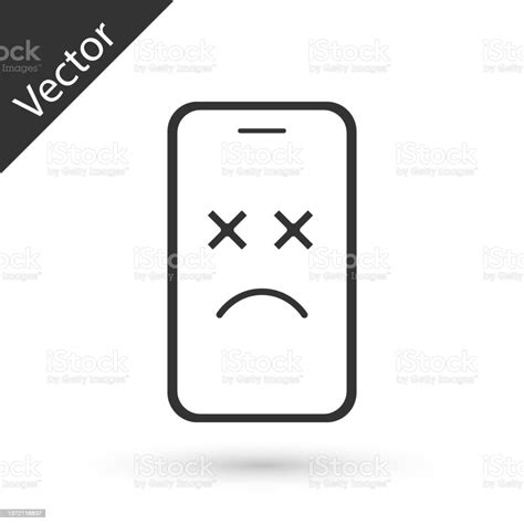 Grey Dead Mobile Icon Isolated On White Background Deceased Digital