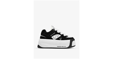 Naked Wolfe Snatch Platform Low Top Suede And Leather Trainers In White