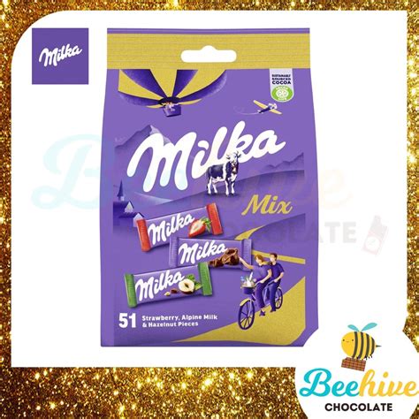 Milka Mix Strawberry Alpine Milk And Hazelnut Chocolate Bag 250g