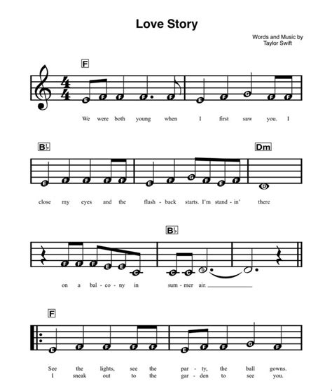 Love Story Beginner In Piano Songs Sheet Music Pop Piano Sheet