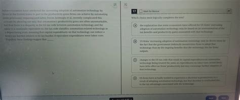 Some Economists Have Attributed The Increasing Adoption Of Automation