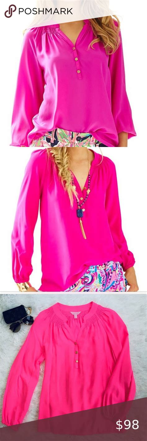 Lilly Pulitzer Neon Hot Pink Silk Blouse