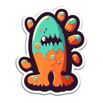 Blue Monster Sticker Is Standing And Ready To Go Clipart Vector