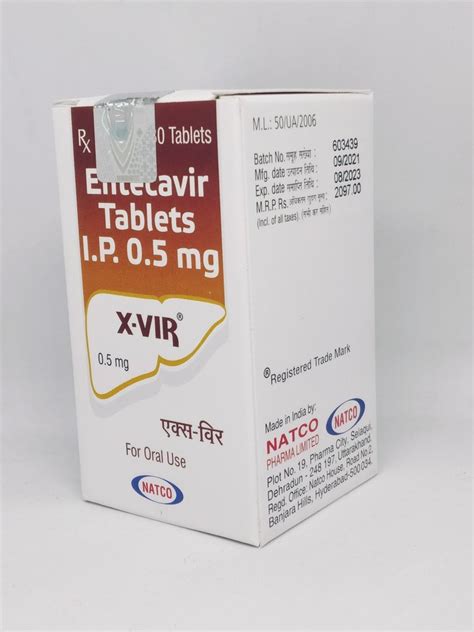 Entecavir X Vir 05mg Tablet At Rs 178245bottle In Mumbai Id