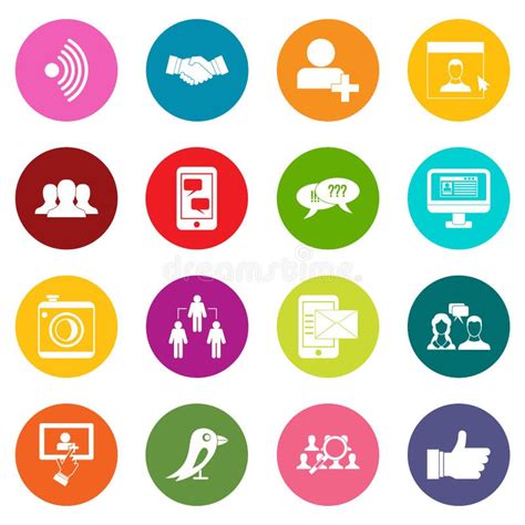 Social Network Icons Many Colors Set Stock Vector Illustration Of