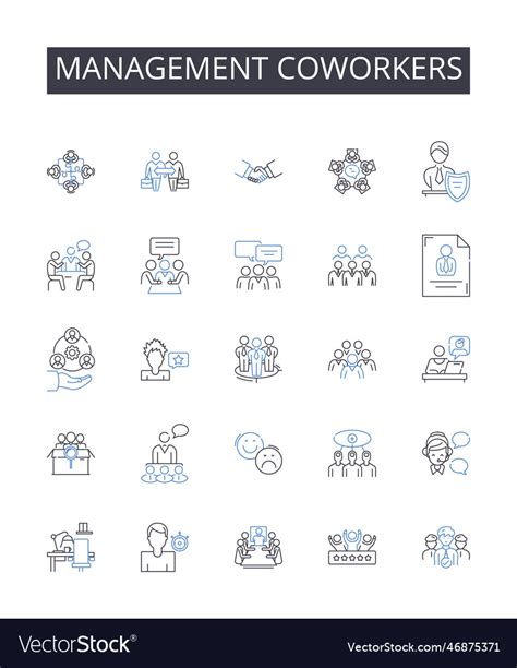 Management Coworkers Line Icons Collection Vector Image