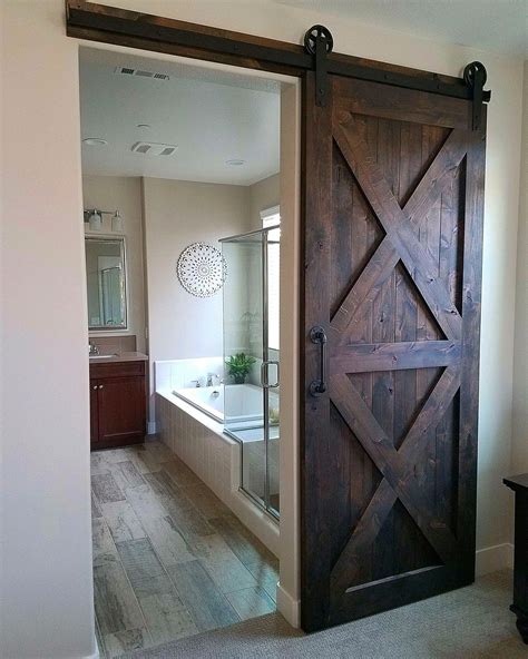 Knotty Alder Barn Door With Hardware For A Master Bedroombathroom Interior Sliding Barn Doors