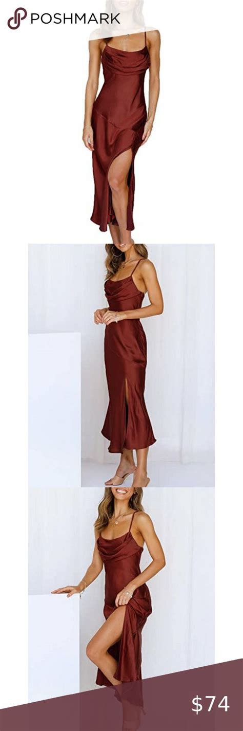 Satin Silk Slip Maxi Dress For Wedding Guest Women Burgundy Maxi Dress Wedding Maxi Dress