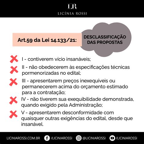 Lei 14 133 21 Desclassificação das Propostas Licínia Rossi