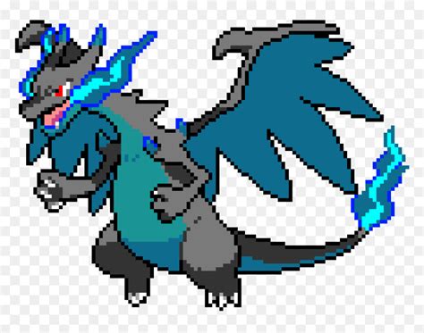 Free Mega Charizard X Sprite - Shiny Charizard Pixel Art, HD Png Download - vhv