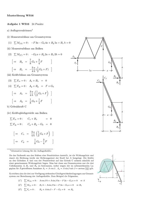 Technische Mechanik I Musterl Osung Ws Aufgabe Ws Punkte A