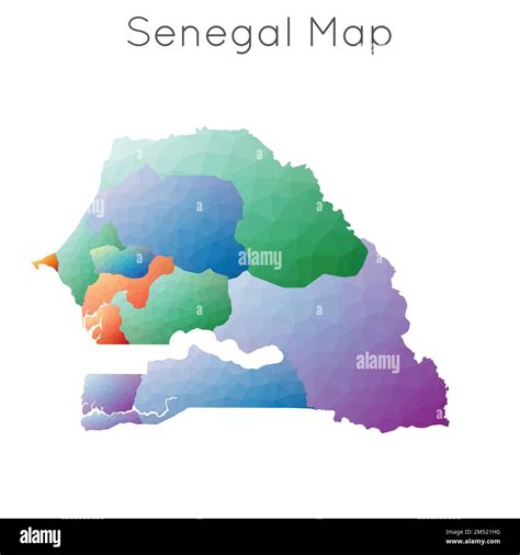 Low Poly Map Of Senegal Senegal Geometric Polygonal Mosaic Style Map