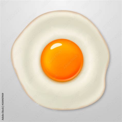 Realistic Vector Fried Egg Icon Isolated On White Background Design