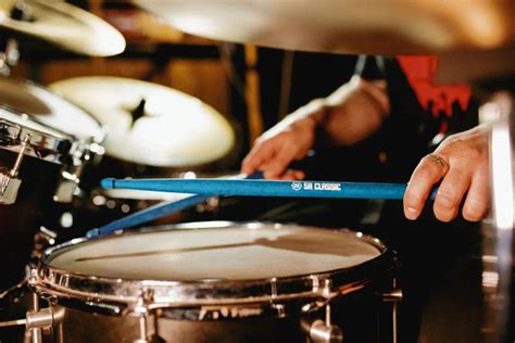 Барабанные палочки DSticks 5А, граб, деревянный наконечник, синие ...