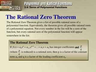 PPT Lesson 3 4 Zeros Of Polynomial Functions Rational Zero Theorem