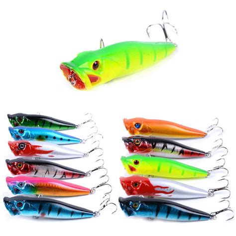 Pcs Set Cm G Hard Top Water Popper Fishing Lure Bass Wobbler