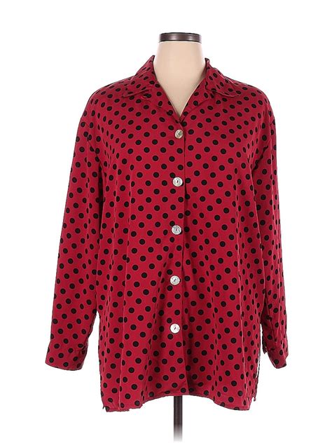 Impressions 100 Polyester Red Long Sleeve Blouse Size 1x Plus 53