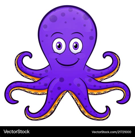 Octopus Cartoon Lila Design Lizenzfreies Vektorbild