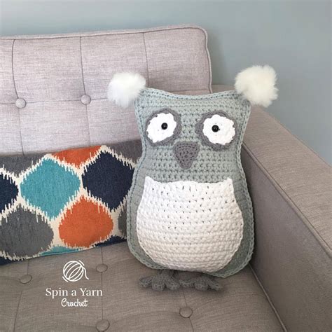 Owl Throw Pillow Plushie Free Crochet Pattern Spin A Yarn Crochet