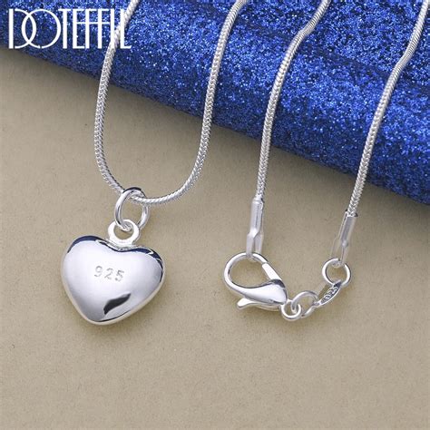 DOTEFFIL 925 Sterling Silver Small Heart Pendant Necklace For Women